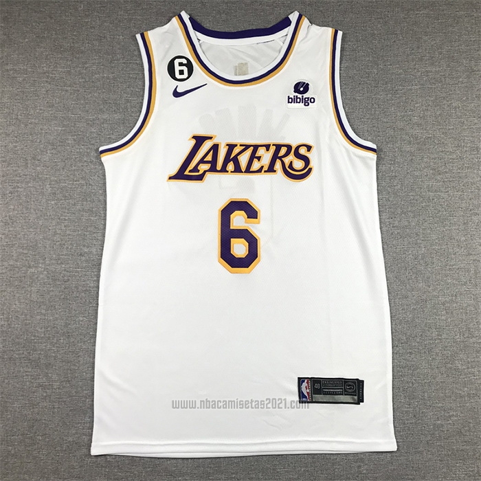 Camiseta Los Angeles Lakers LeBron James #6 Association 2022-23 Blanco